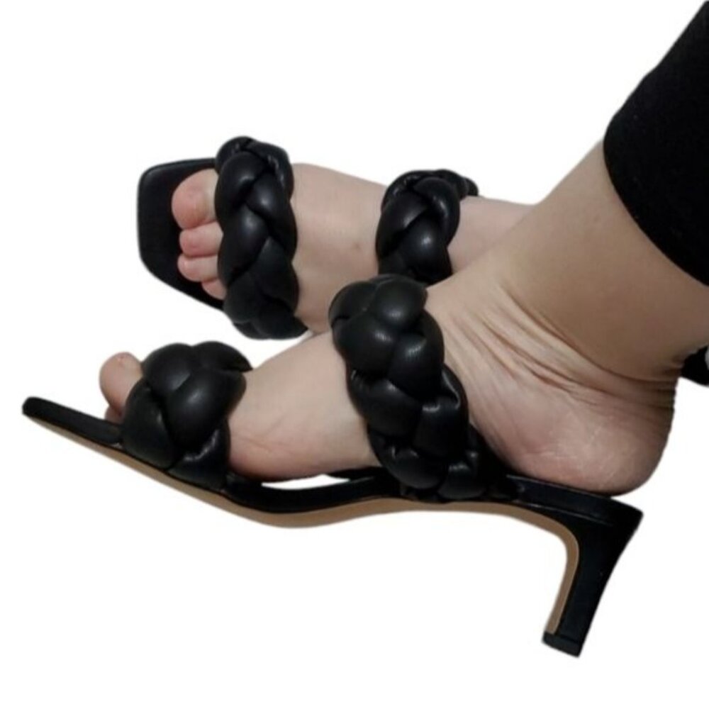 H & M HEELED Sandals Mules Braided Slip On HEELS Shoes PUMPS WOMEN'S WOMAN'S  6 - Picture 2 of 16